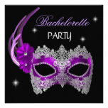 Bachelorette Party Purple Mask Black Personalized Announcement