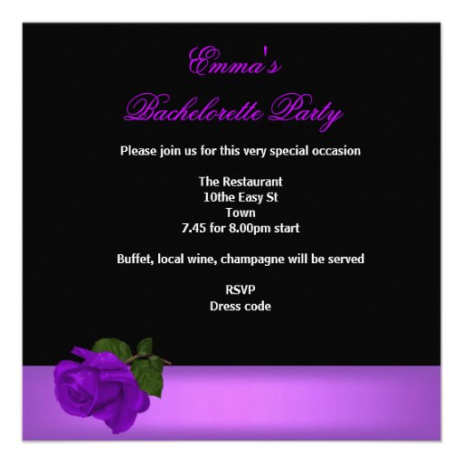 Bachelorette Party Purple Mask Shoes Corset Custom Invite