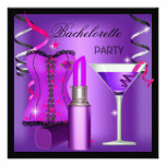 Bachelorette Party Purple Pink Lipstick Corset Personalized Announcement