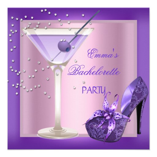 Bachelorette Party Purple Pink Shoes 2 Personalized Invitation