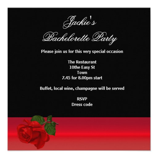 Bachelorette Party Red Black Shoes Lipstick Custom Announcement