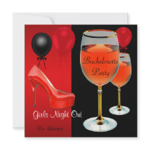 Bachelorette Party Red Shoes Hi Heels Wine Glass Announcement