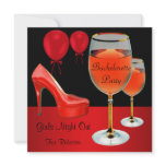 Bachelorette Party Red Shoes Hi Heels Wine Glass Personalized Announcements