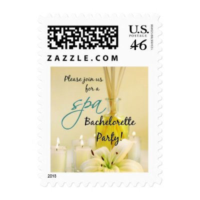 Bachelorette Party Spa Invite Postage Stamp by SquirrelHugger