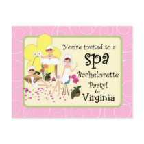 Bachelorette Party Spa Postcard Invitations - Pink