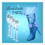 Bachelorette Party Teal Blue Boot Champagne Personalized Announcement