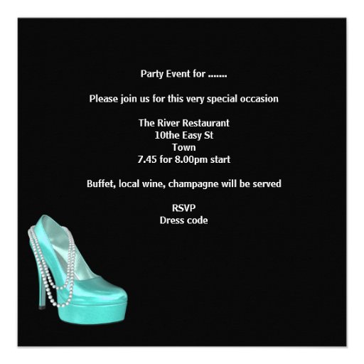 Bachelorette Party Teal Blue Hi heel Shoes Custom Announcement