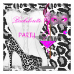 Bachelorette Party White Corset Pink Leopard Announcements