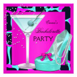 Bachelorette Party Wild Hot Pink Teal Aqua Custom Announcement