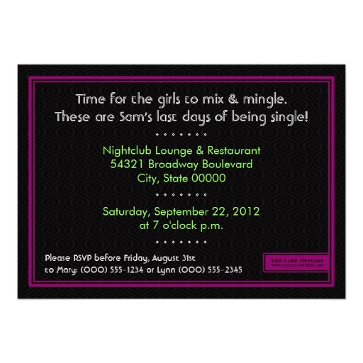 Bachelorette Photo Invitation (Black & Pink)