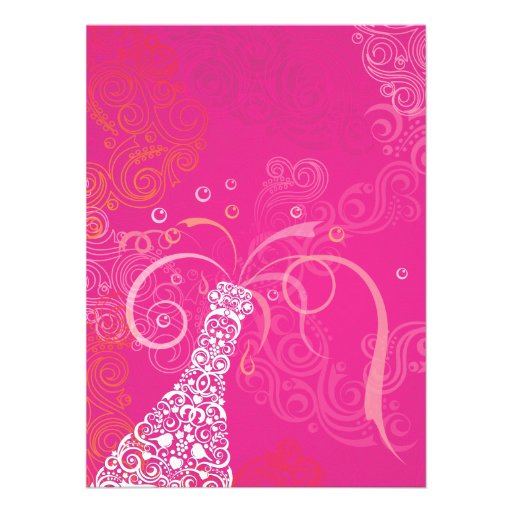Bachelorette Pink Champagne Invitation