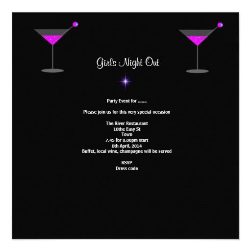 Bachelorette Purple Pink Black Martini Shoes Announcement