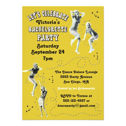 Bachelorette Retro Dance Party Invitations