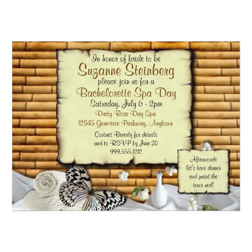 Bachelorette Spa Day Custom Invitations