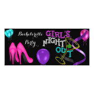 Bachelorette Teal Pink Heels Black Purple Party Personalized Announcement