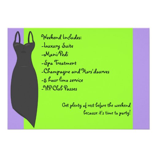Bachelorette Weekend Black Dress Custom Invites