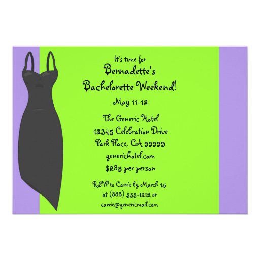 Bachelorette Weekend Black Dress Custom Invites