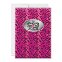 Bachelorette Zebra Jewelry Crown Party Invite Pink