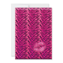 Bachelorette Zebra Jewelry Lips Party Invite Pink