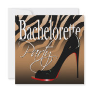 Bachelorette Zebra Sexy Stiletto Girls' Night Out invitation