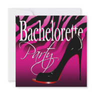 Bachelorette Zebra Sexy Stiletto Girls' Night Out invitation