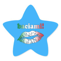 Baciami Kiss Me in Italian Fun Party Flirt Star Stickers