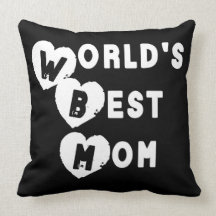 Back and White World’s Best Mom Hearts Pillow