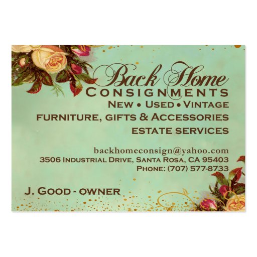 Back Home Consignments Business Card (front side)