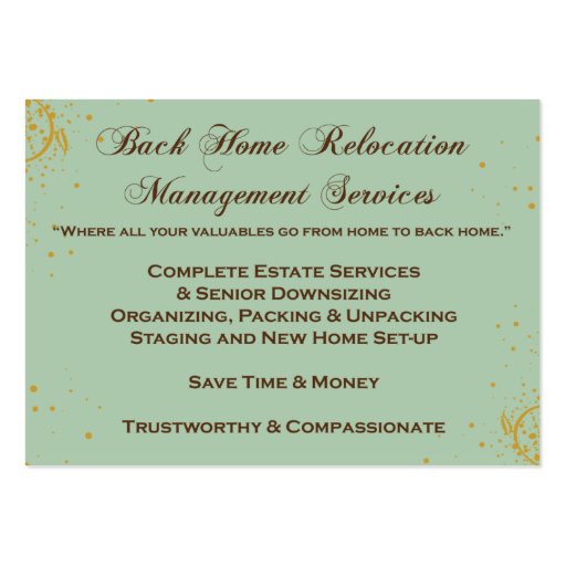 Back Home Consignments Business Card (back side)