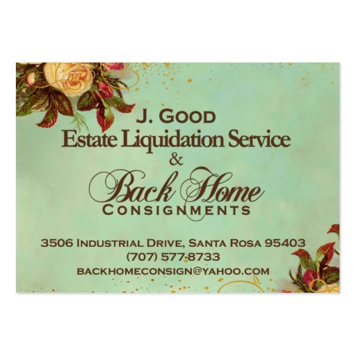 Back Home Consignments Custom Business Card (front side)
