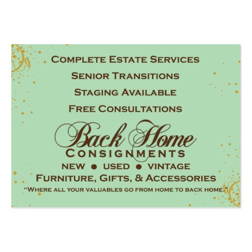 Back Home Consignments Custom Business Card (back side)
