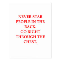 back stabber post card