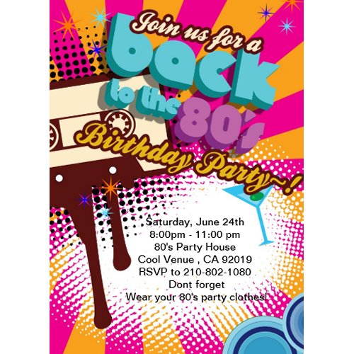 Back to 80's birthday party invitation invitation
