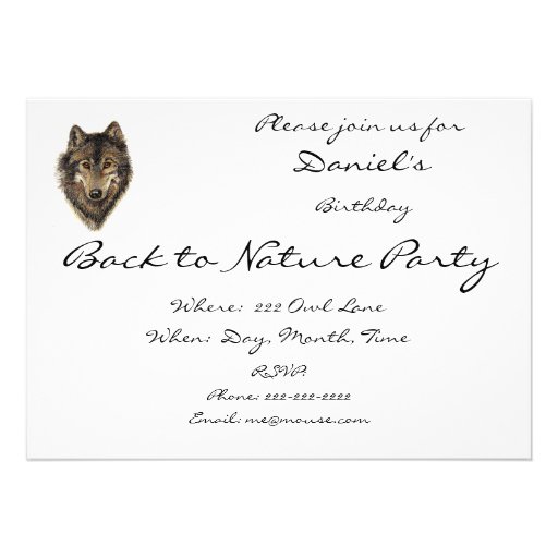Back to Nature, Wolf, Animal Birthday Invite