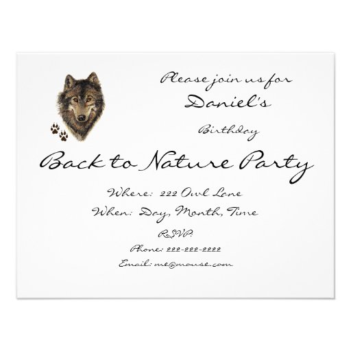 Back to Nature, Wolf, Animal Party Invite
