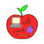 Back To School Apple Round Sticker