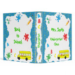 Back to School Bus Binder Blue Stars
