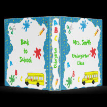 Back to School Bus Binder Blue Stars binders