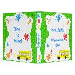 Back to School Bus Binder green stars