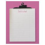 Back to school.  Clipboard letterhead (pink)
