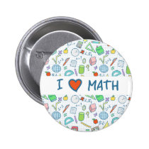 Back to school: "I love math" button buttons