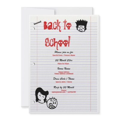 "back to school" "School reunion" fun party Custom Invite by mensgifts