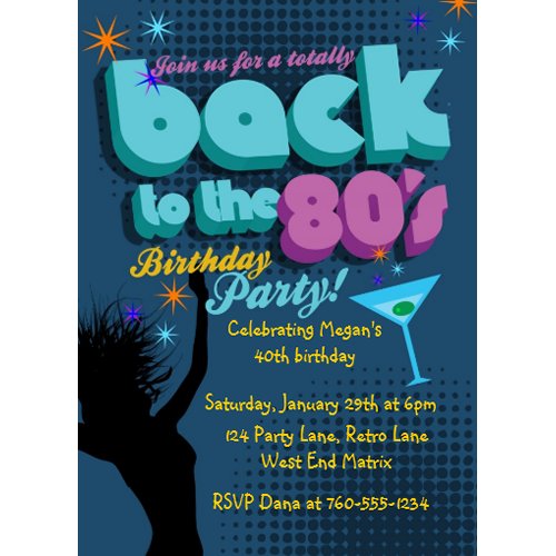 Back to the 80's Birthday Party invitation invitation