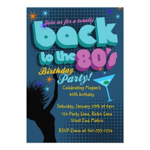 Back to the 80's Birthday Party invitation