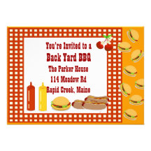 BACK YARD BBQ PERSONALIZED INVITATIONS