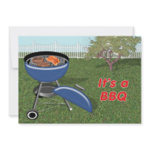 Back Yard, Fence, Tree & Grill Barbecue Personalized Invitation