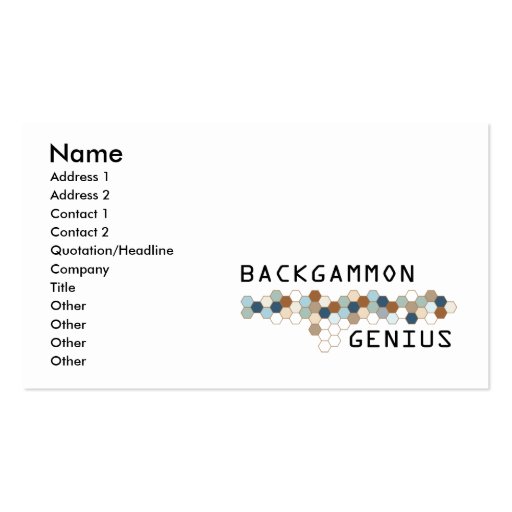 Backgammon Genius Business Cards (front side)