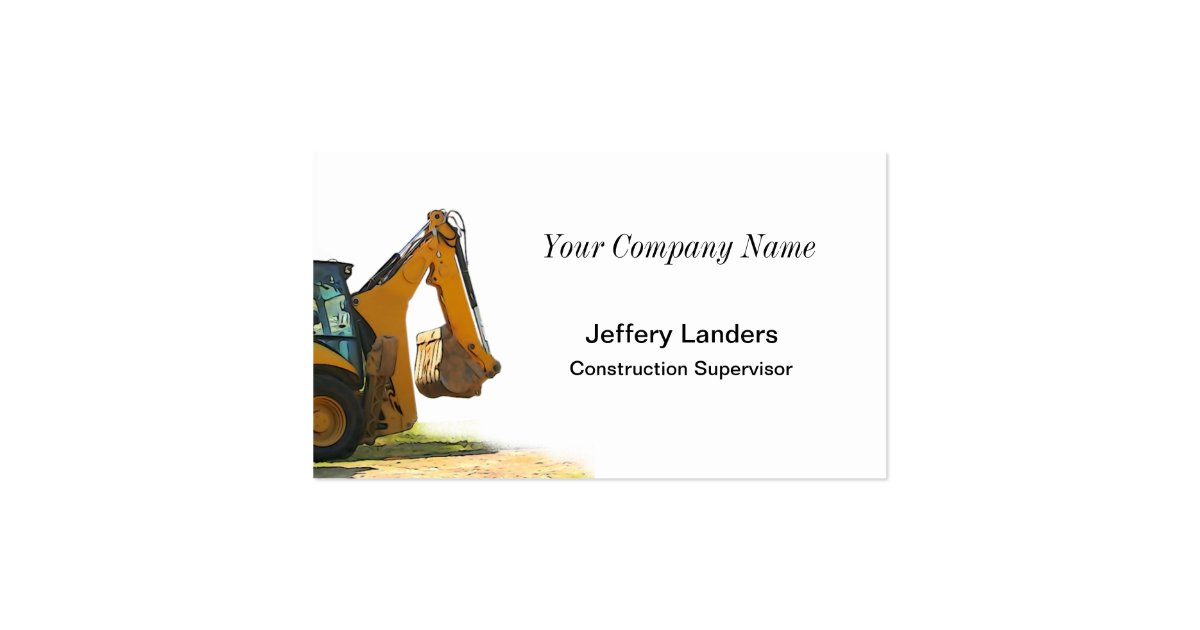 Backhoe Construction Business Card | Zazzle