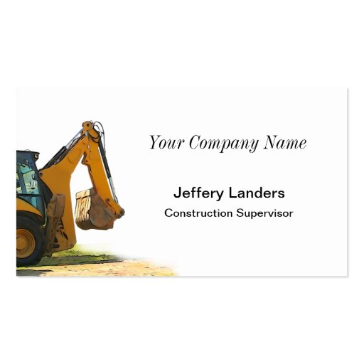 Backhoe Construction Business Card (front side)