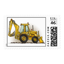 Backhoe Digger Construction Postage Stamp